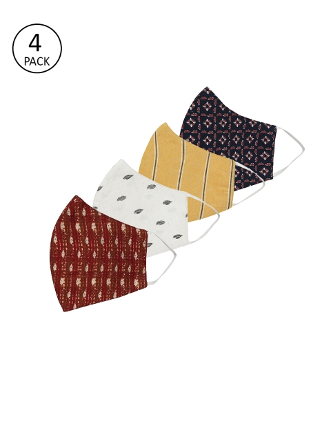 

Anouk Women Multicoloured Pack of 4 Printed Reusable 3-Layer Protective Fashion Masks, Multi