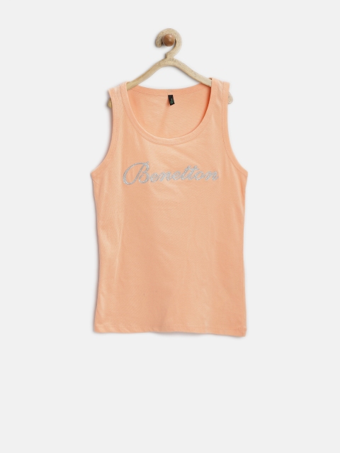 

United Colors of Benetton Girls Peach-Coloured Shimmer Top
