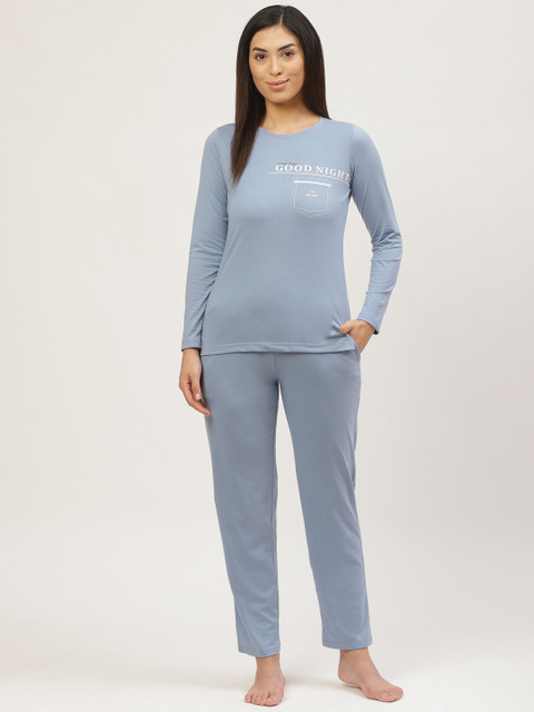 

MADAME M SECRET Women Blue Solid Night suit