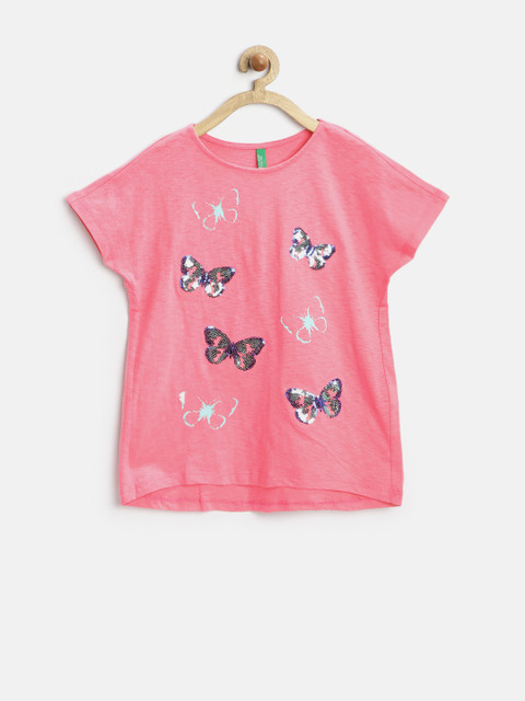 

United Colors of Benetton Girls Pink Sequinned Top