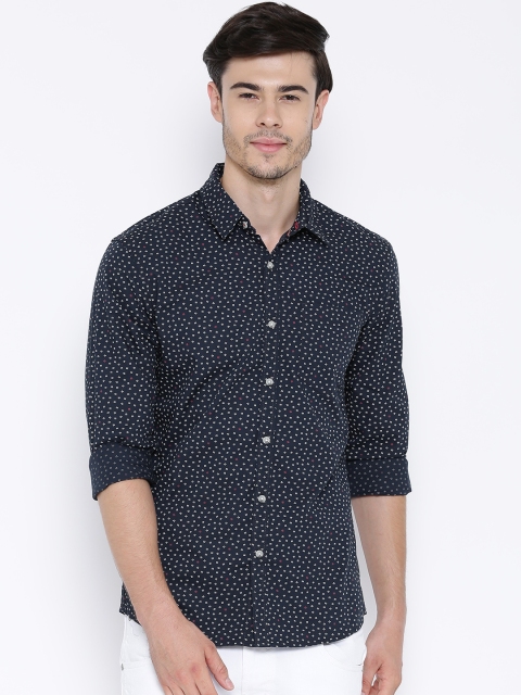 

Wrangler Navy Printed Casual Shirt, Navy blue