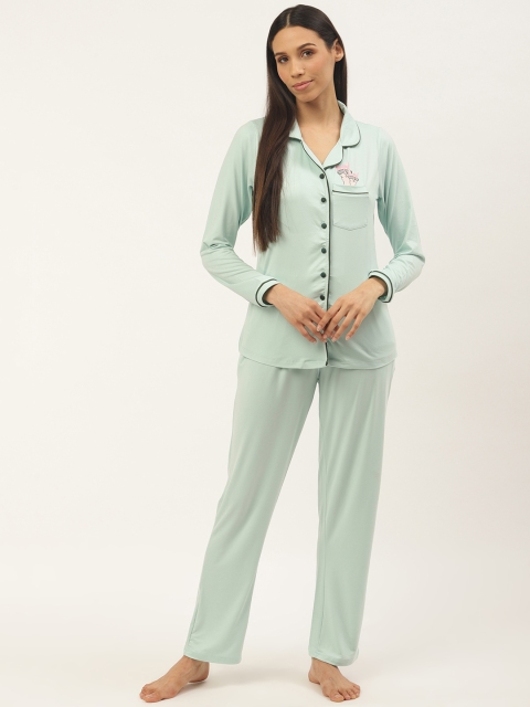 

Sweet Dreams Women Green Solid Night suit