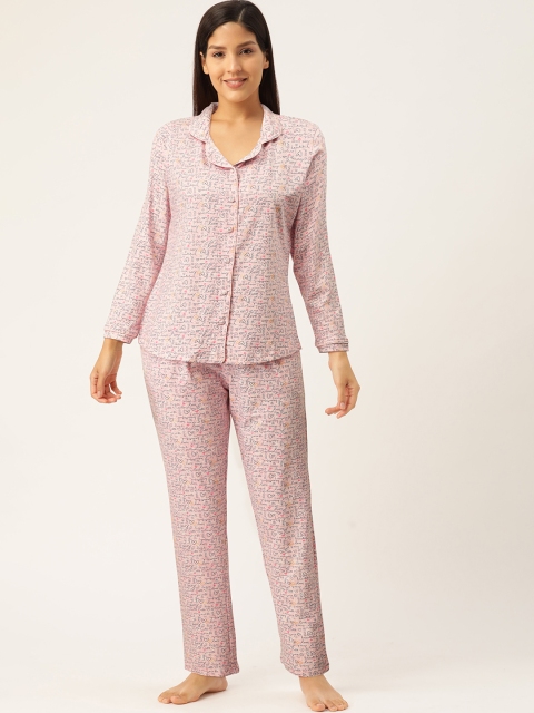 

Sweet Dreams Women Pink & Grey Printed Night Suit