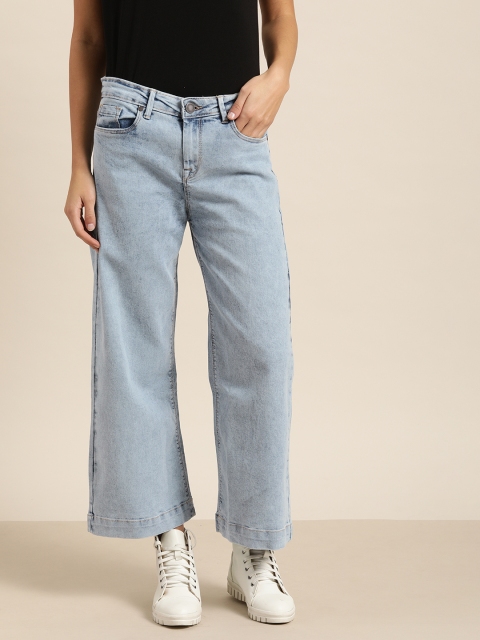 

Moda Rapido Women Blue Wide Leg Mid-Rise Clean Look Stretchable Jeans