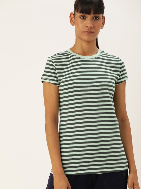 

Enamor Women Blue White Striped Slim Fit Lounge T-shirt