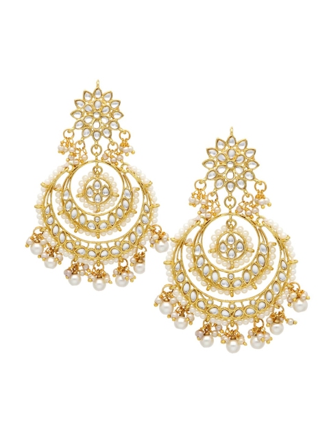 

Sia Art Jewellery Gold & White Crescent Shaped Chandbalis