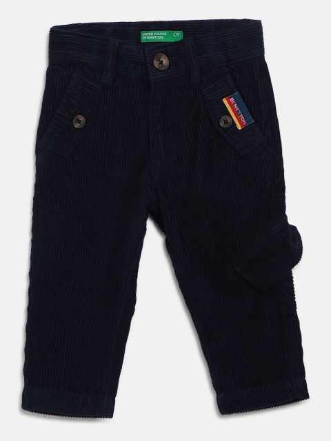 

United Colors of Benetton Boys Navy Blue Regular Fit Solid Corduroy Trousers