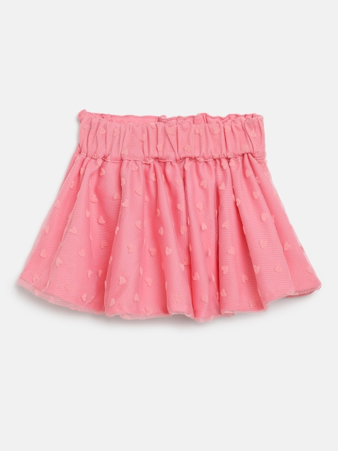 

United Colors of Benetton Girls Pink Heart Pattern Mesh Flared Skirt