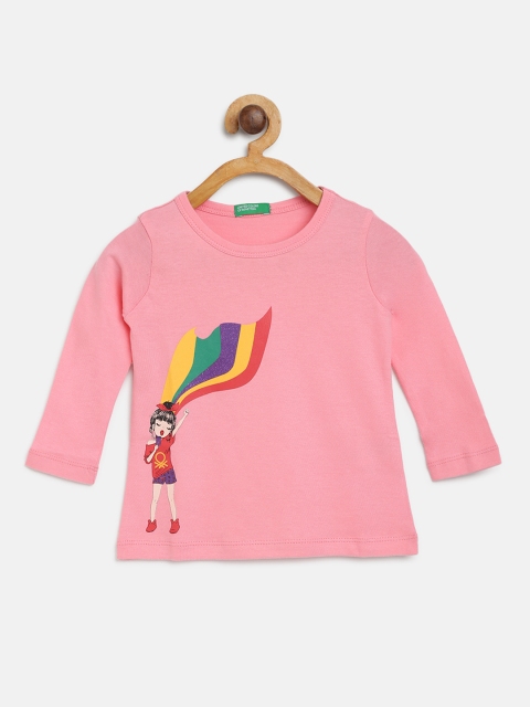 

United Colors of Benetton Girls Pink Graphic Print Round Neck T-shirt