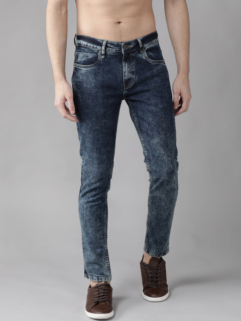 

Roadster Men Navy Blue Skinny Fit Mid-Rise Bleached Clean Look Jeans