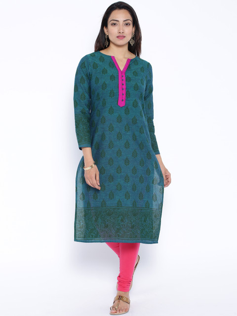 

Vishudh Teal Green Printed Kurta