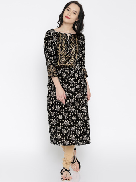 

Vishudh Black & Off-White Printed Kurta