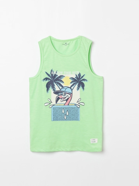 

Fame Forever by Lifestyle Boys Green Printed Round Neck T-shirt