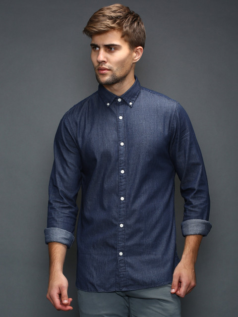 

SELECTED Heritage Navy Slim Denim Casual Shirt, Navy blue