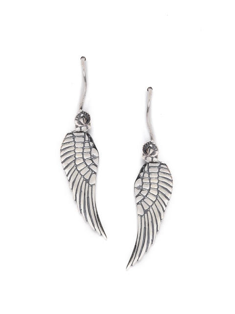 

Silgo Oxidised Sterling Silver Wing Shaped Drop Earrings with Silver-Plating