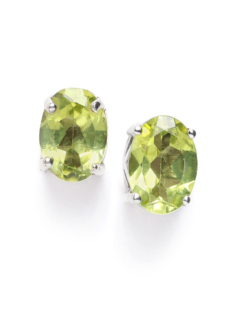 

Silgo Green 925 Sterling Silver Rhodium Plated Peridot Studded Oval Studs