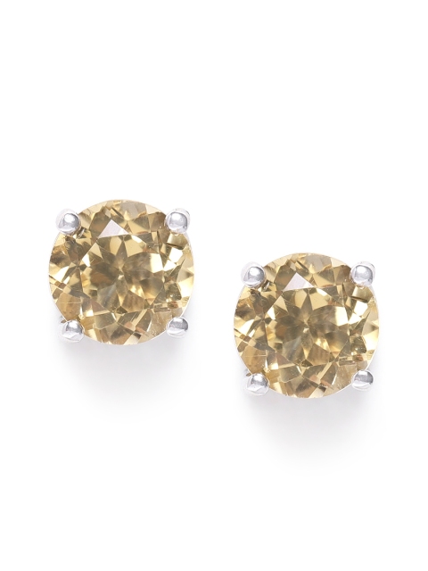 

Silgo Yellow Rhodium-Plated Sterling Silver Circular Citrine Studs