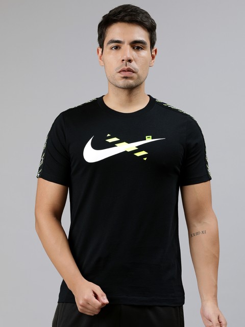 

Nike Men Black Standard Fit Brand Logo Printed FTWR 2 SWOOSH X Round Neck T-shirt