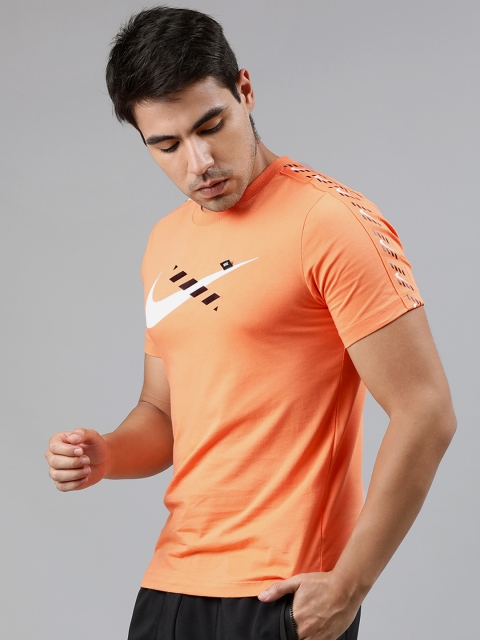 

Nike Men Orange Standard Fit Brand Logo Printed FTWR 2 SWOOSH X Round Neck T-shirt