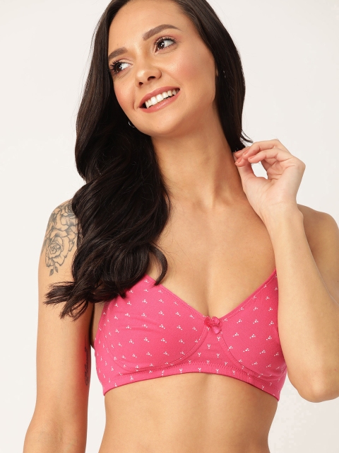 

DressBerry Pink & White Printed Non-Wired Non Padded Everyday Bra