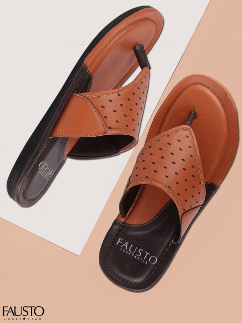 

FAUSTO Men Tan Brown Comfort Sandals