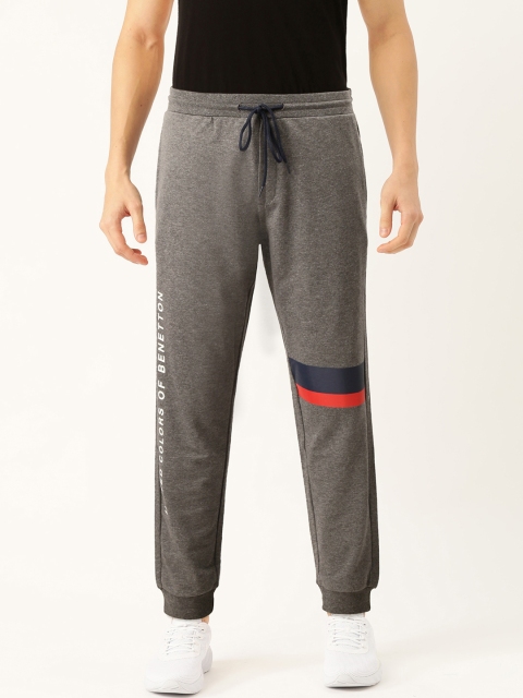 

United Colors of Benetton Men Charcoal Grey Solid Joggers