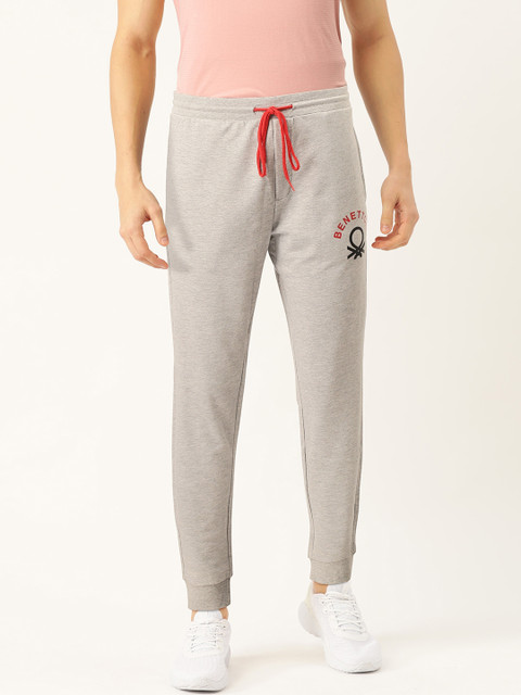 

United Colors of Benetton Men Grey Melange Solid Joggers