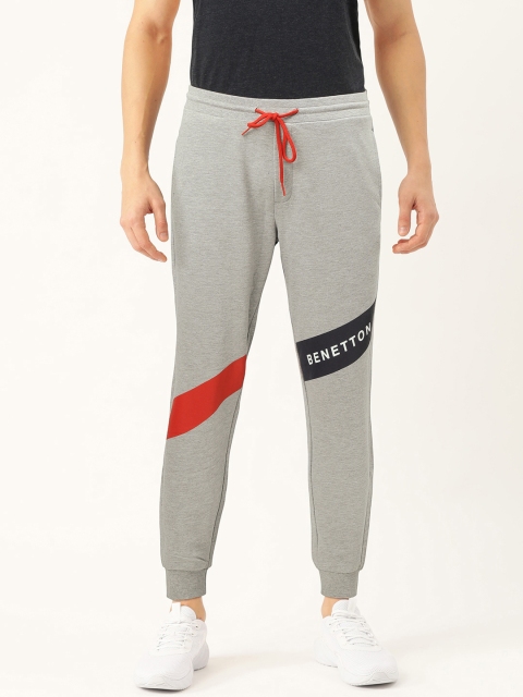 

United Colors of Benetton Men Grey Melange Printed Detail Joggers