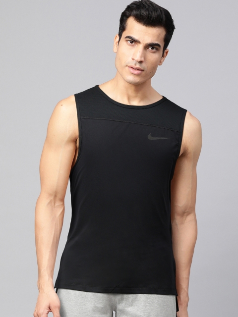 

Nike Men Black Back Printed NP TANK LV NFS Slim Fit Round Neck Training T-shirt