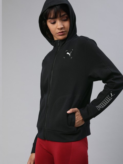 

Puma Women Black Solid Nu-tility Full-Zip Hooded Sporty Jacket