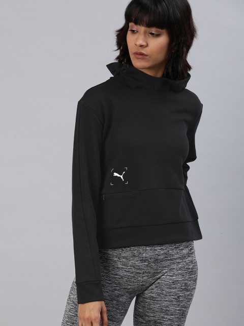 

Puma Women Black Solid Relaxed Fit Hooded Nu-tility Hoodie Sweatshirt
