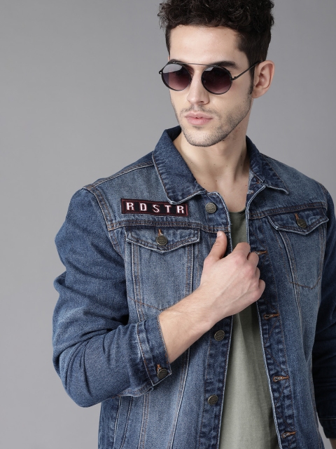 

Roadster Men Navy Blue Washed Denim Jacket