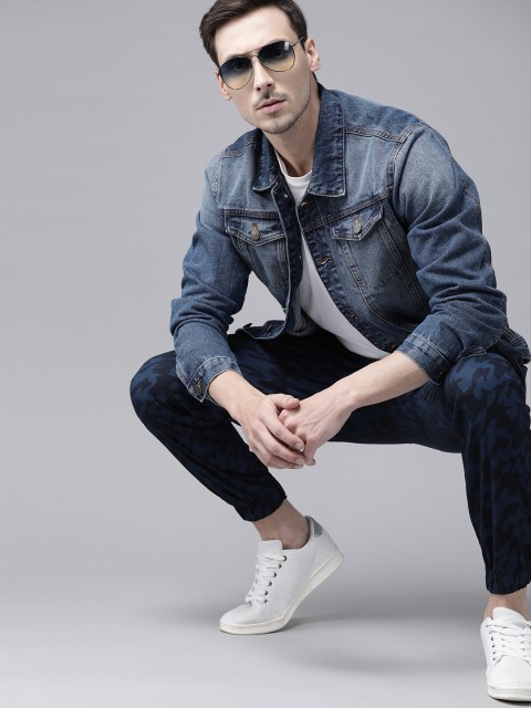 

Roadster Men Blue Washed Denim Jacket