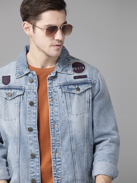 

Roadster Men Blue Washed Pure Cotton Denim Jacket