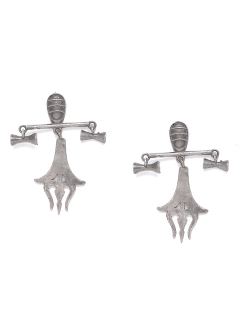

VIDRUKARIH Silver-Plated Contemporary Drop Earrings