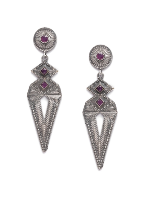 

VIDRUKARIH Silver-Plated Geometric Drop Earrings