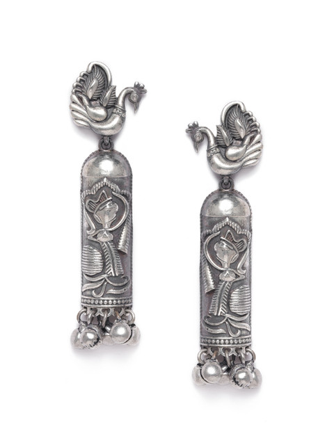 

VIDRUKARIH Silver-Plated Classic Oxidized Drop Earrings