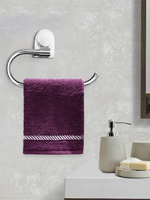 

Trident Unisex Set Of 6 Purple Solid 380 GSM Comfort Living Face Towels