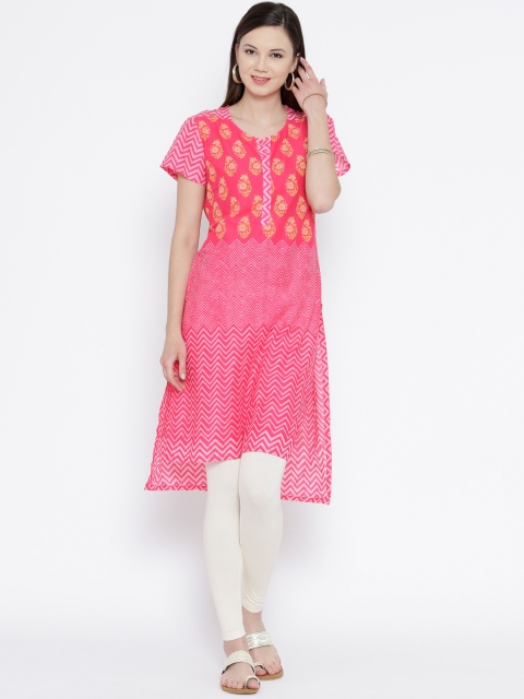 BIBA Pink Printed Kurta available at myntra for Rs.419