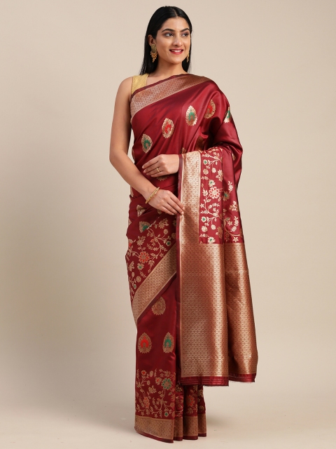 

Mitera Red Art Silk Woven Design Kanjeevaram Saree