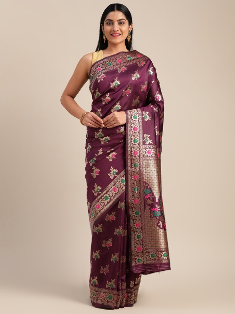 

Mitera Purple & Gold-Toned Art Silk Woven Design Saree