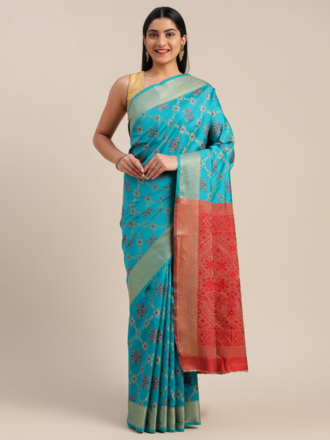 

Mitera Blue & Red Art Silk Woven Design Saree