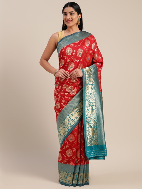 

Mitera Red & Blue Art Silk Woven Design Saree