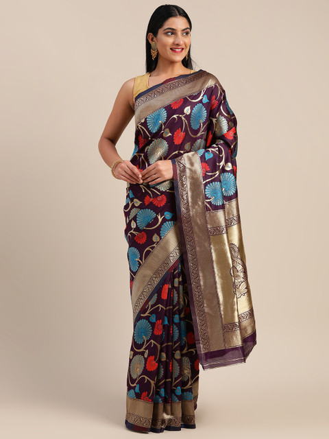 

Mitera Purple & Red Art Silk Woven Design Saree