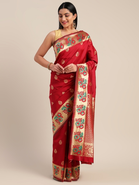 

Mitera Red Woven Design Art Silk Saree