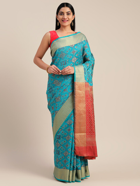 

Mitera Blue Art Silk Woven Design Kanjeevaram Saree