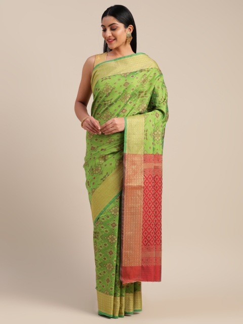 

Mitera Green & Rust Red Art Silk Woven Design Saree