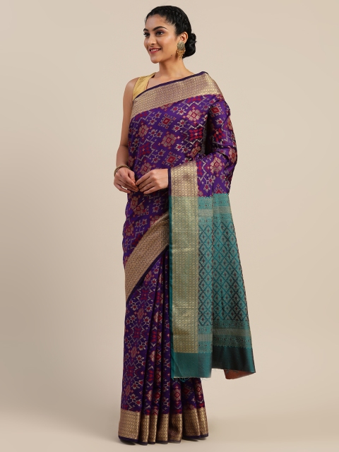 

Mitera Purple & Gold-Toned Art Silk Woven Design Saree