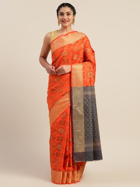 

Mitera Orange & Grey Art Silk Woven Design Saree