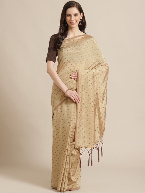 

Saree mall Beige Woven Design Saree